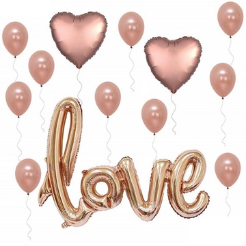 BALONY ROSE GOLD PANIEŃSKI ŚLUB napis LOVE