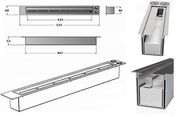 SLIM BIO КАМИН 900x400 черный с НАКЛОНЯЕМЫМ СТЕКЛОМ 90X40 + РЕГУЛИРОВКА