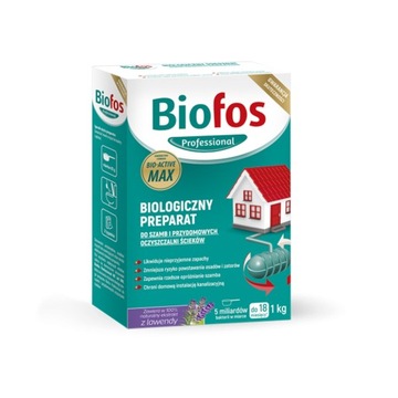 PROSZEK do SZAMBA BAKTERIE do OCZYSZCZALNI BIOFOS MAX USUWA ZAPACHY LAWENDA