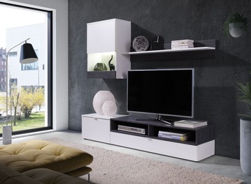 MEBLOŚCIANKA do salonu ROKSAN meble + LED białe