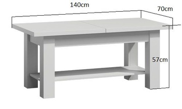 ПОДЪЕМНЫЙ СТОЛИК С ПОЛКОЙ 140x70 ДУБ КАНЬОН