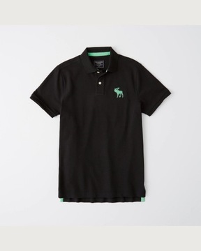 A&F ~ CZARNA KOSZULKA POLO ~ BIG LOGO ~ M