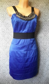 M/L 40 elegancka kobaltowa sukienka midi tuba na ramiączkach London Girl