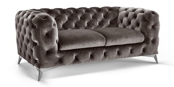 KANAPA Sofa 2-Osobowa Duża STYL GLAMOUR Pikowana Tapicerowana welur