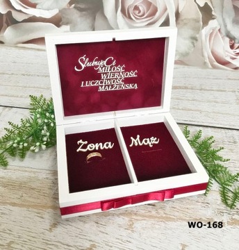 Коробка для конвертов + белые обручальные кольца 03