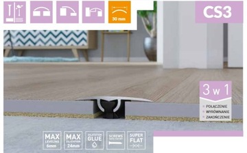 ARBITON Listwa progowa aluminiowa CS30 biała 93cm