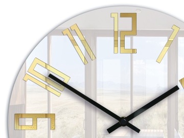 Стильные тонкие часы GOLD 32 см с бесшумным глянцевым зеркалом