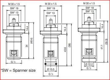 ВСТАВКА КЛАПАНА M30x1,5 ДЛЯ СТАЛЬНОГО РАДИАТОРА ТИПА V