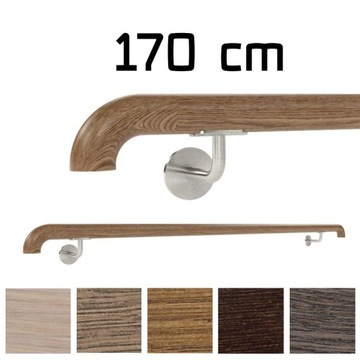 Poręcz ścienna drewniana fi42 170cm dębowa KOLOR