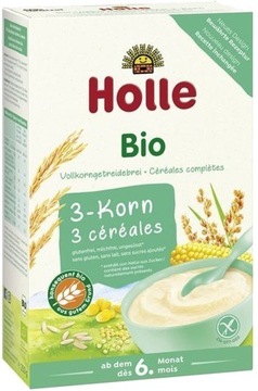 HOLLE KASZKA PEŁNOZIARNISTA 3 ZBOŻA DLA NIEMOWLĄT DZIECI EKOLOGICZ BIO 250g