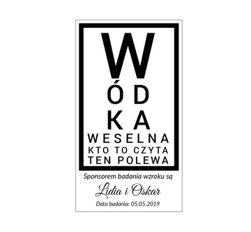 Naklejki na ślub wódkę weselne BADANIE WZROKU