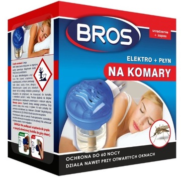 BROS ELEKTROFUMIGATOR + PŁYN NA KOMARY 60 NOCY OCHRONY