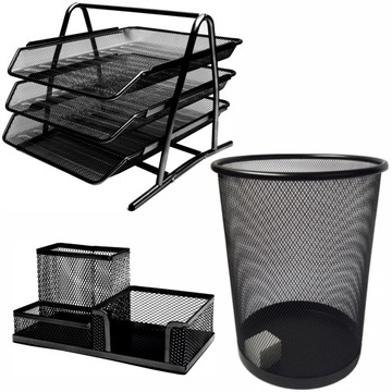 Офисный органайзер из металлической сетки с 3 отделениями.