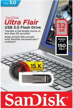 SanDisk Pendrive Ultra Flair 32 ГБ, 150 МБ/с, USB 3.0