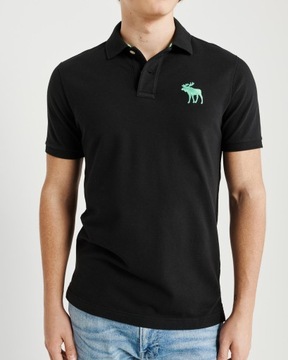 A&F ~ CZARNA KOSZULKA POLO ~ BIG LOGO ~ M