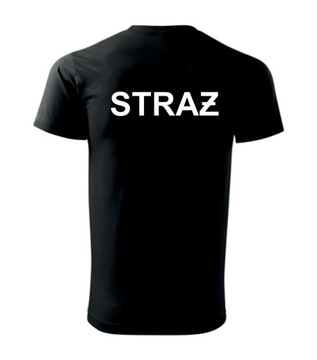 Koszulka z nadrukiem STRAŻ przód + tył Strażak XXL