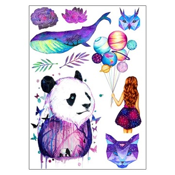 TATUAŻ ZMYWALNY TYMCZASOWY WODNY DUŻY 15X21 PANDA