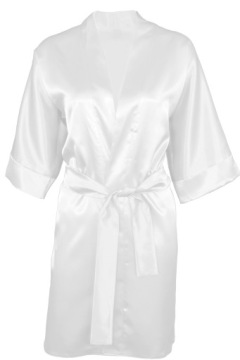 Атласный БАННЫЙ ХАЛАТ DKaren 90 - НОМЕР *2XL* БЕЛЫЙ