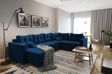 Narożnik velvet 306 x 208 welurowy granat/inne GM