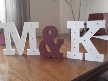 ŚWIECĄCE LITERY 30CM 3D drewniane LED inicjały