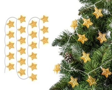 LAMPKI CHOINKOWE LED WISZĄCE GWIAZDKI GIRLANDA 3M