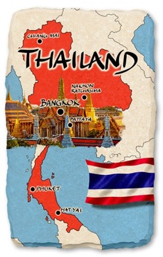 TAJLANDIA MAPKA THAILAND magnes lodówkę kamień 550