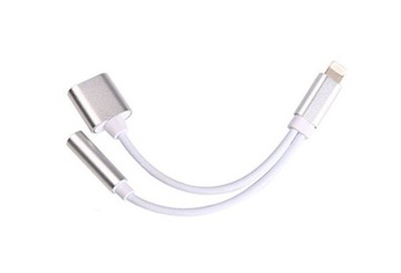 Адаптер ВЧ/аудио + зарядка для iPhone Lightning 8-контактный на Jack 3,5 мм, серебристый