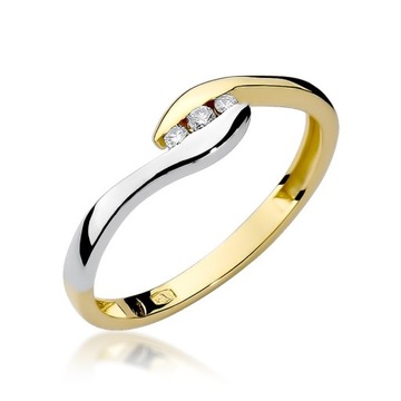 Dwukolorowy pierścionek zaręczynowy Brylant 0,05ct złoto pr. 585 GRAWER