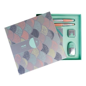 MILAN Komplet przyborów 5 elementów notes Silver