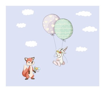 Naklejki na ścianę dla dzieci zajączek balony lis