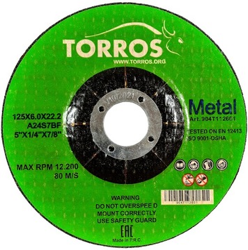 Tarcza do szlifowania metalu Torros 125x6x22,2mm