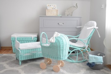 Плетеное кресло-качалка для РЕБЕНКА, цвет МЯТА.