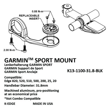 Крепление K-Edge для Garmin Sport Mount 31,8 мм, черное