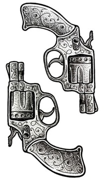 K66 TATUAŻ ZMYWALNY TYMCZASOWY REWOLWER PISTOLET