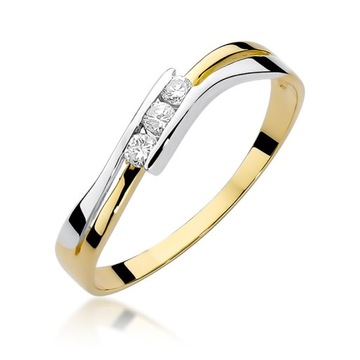 Dwukolorowy pierścionek zaręczynowy Brylant 0,12ct GRAWER