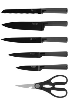 ФУНКЦИОНАЛЬНЫЕ НОЖИ НАБОР НОЖЕЙ 7 ЭЛЕМЕНТОВ. СТАЛЬНАЯ ПОДСТАВКА + НОЖНИЦЫ EDENBERG 920