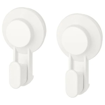 IKEA TISKEN Hak, Wieszak z przyssawką, biały 2 szt