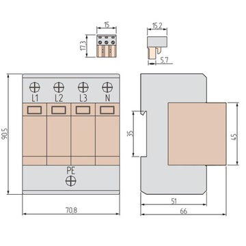 SIMTEC Ограничитель перенапряжения B+C 4P 30 кА ST30B+C/4