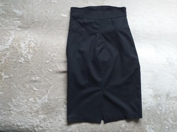 L141_CZARNA SPÓDNICA Z PODSZEWKĄ DO PRACY_S