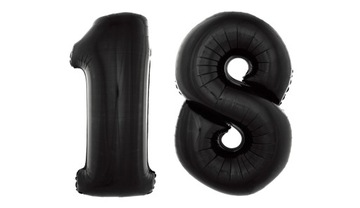 Balon Foliowy cyfra 18 czarna - 92 cm