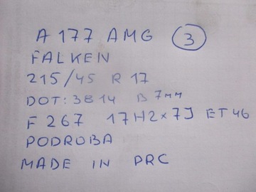 KOLO DISK PNEUMATIKA MERCEDES A TŘÍDA 177 R17 AMG 7MM