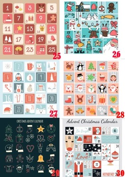 РОЖДЕСТВЕНСКИЕ НАКЛЕЙКИ АДВЕНТ-КАЛЕНДАРЬ 10х10 узор