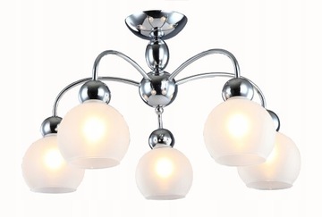 LAMPA SUFITOWA PLAFON CHROM BIAŁY KLOSZ CURL 5
