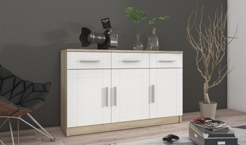 Komoda PARIS 3F 3S Biały / Dąb Sonoma