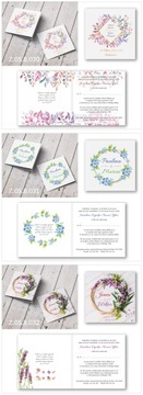 Zaproszenia ślubne Geometryczne Serca Wianki 10szt