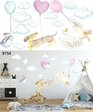 наклейки детские на стену, шарики с воздушным шариком 160