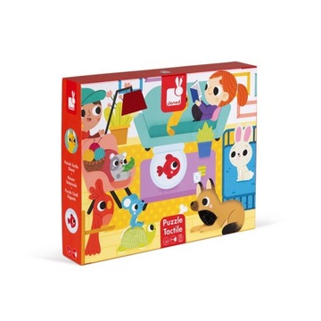 Janod Puzzle sensoryczne 20 elementów Zwierzęta domowe zabawka dla dzieci