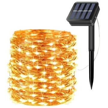 100 Led 10 M Lampki Solarne Ogrodowe Żarówka Lampa