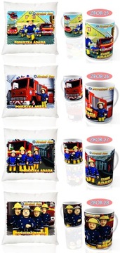 НАБОР КРУЖКА ПОДУШКА ПОЖАРНЫЙ СЭМ + ИМЯ ОТЛИЧНЫЙ ПОДАРОК ​​ДЛЯ ДЕТЕЙ-ЛЮБИТЕЛЕЙ