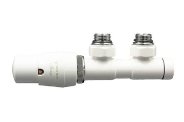 Zawór kątowy termostat. Twins biały 50mm LEWY